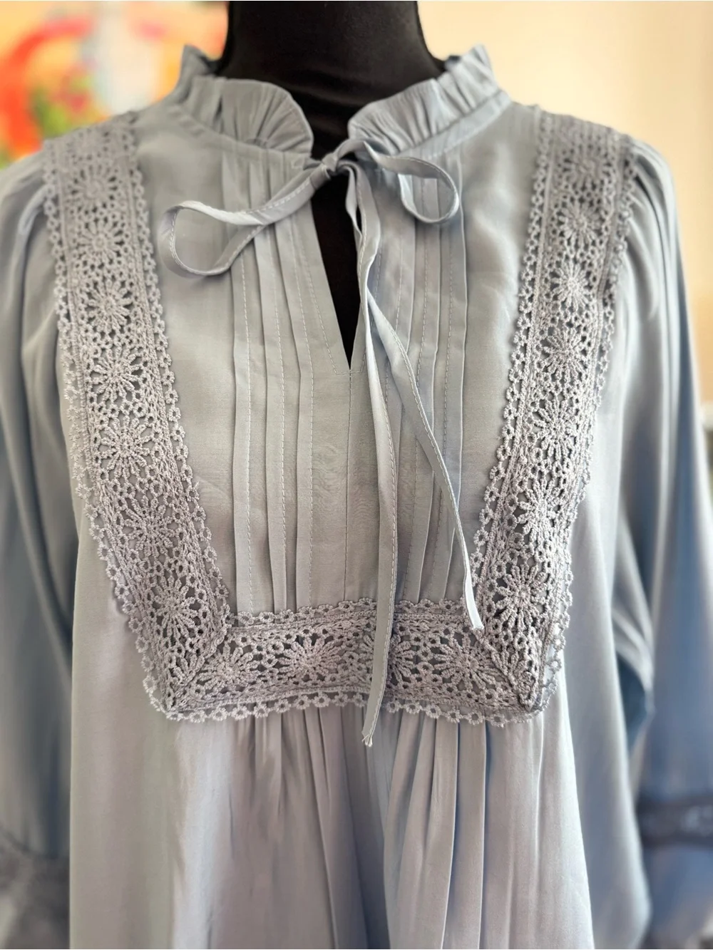 Women's Light Blue Lace-Trim Sleep Set
